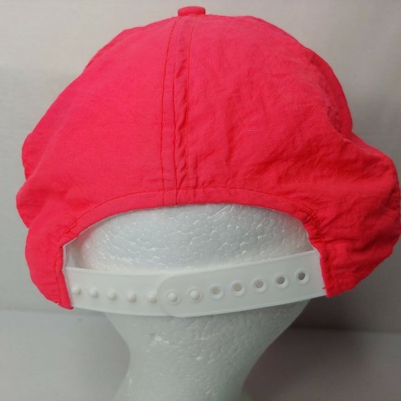 Vintage Cedar Point Pink Neon Nylon Cap Embroidered Retro Has Marks Snap Back - Picture 9 of 12